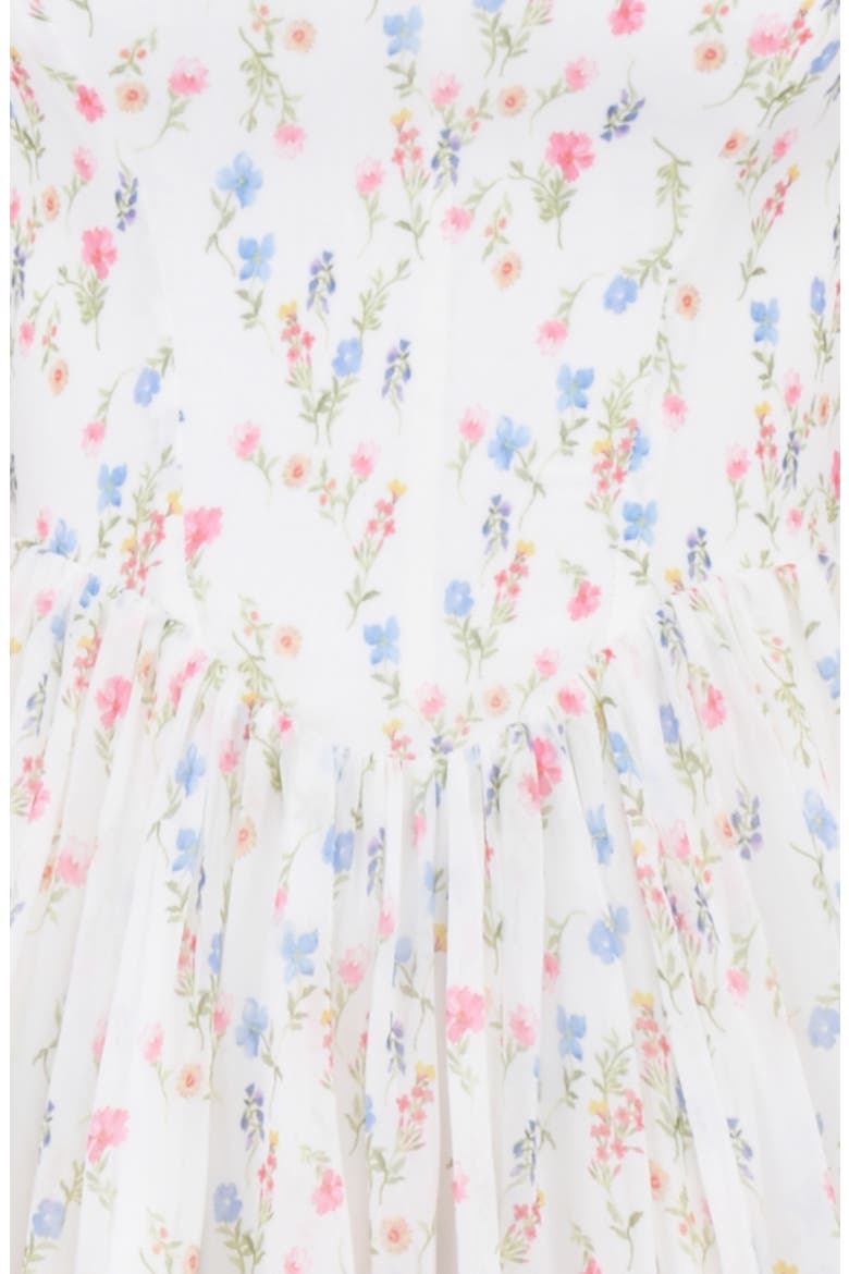 Sancia Floral Print Corset Long Sleeve Minidress, Alternate, color, WHITE/ PINK FLORAL PRINT