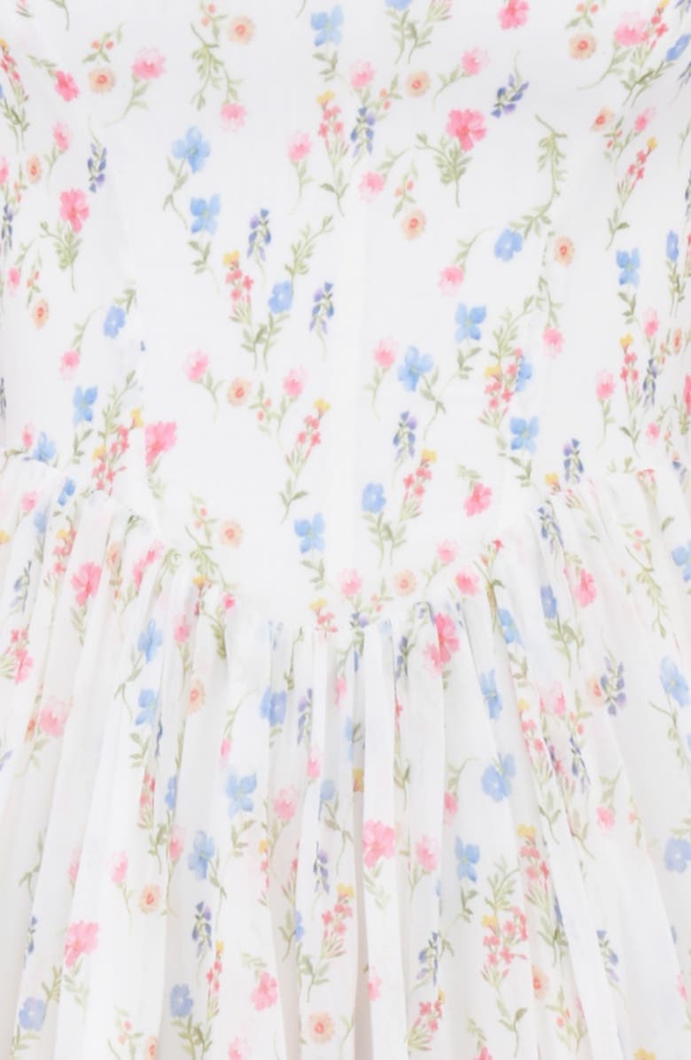 HOUSE OF CB Sancia Floral Print Corset Long Sleeve Minidress, Alternate, color, White/ Pink Floral Print