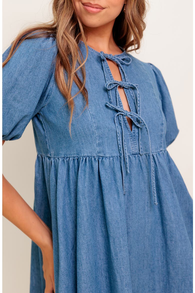 Denim Minidress, Alternate, color, MEDIUM INDIGO