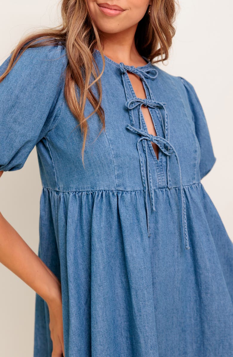 FLYING TOMATO Denim Minidress, Alternate, color, Medium Indigo