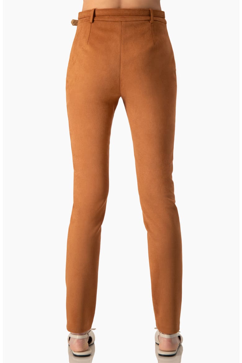 High-Rise Skinny Pants with Removable Belt In Faux Suede, Alternate, color, Chedron