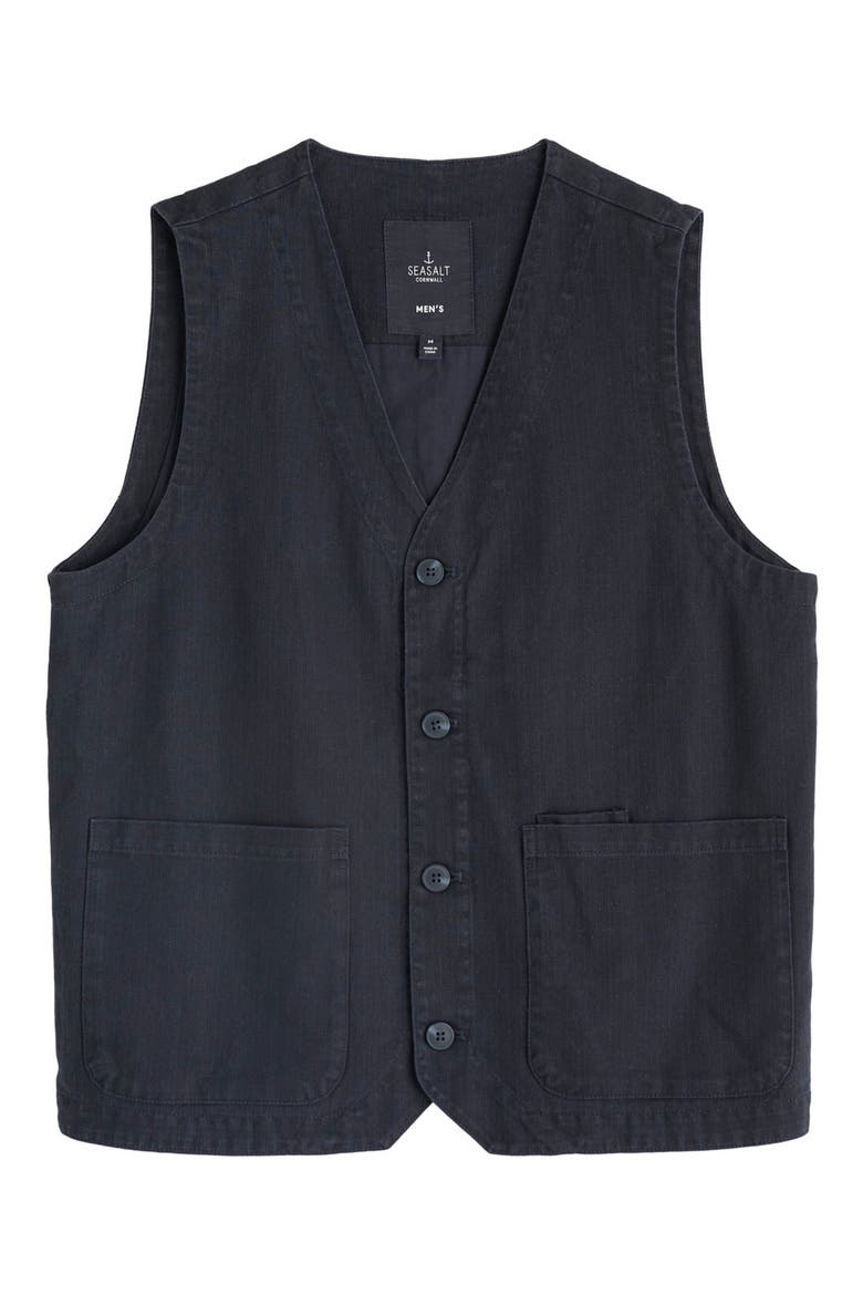 Tollgate Linen & Organic Cotton Waistcoat, Alternate, color, INKWELL