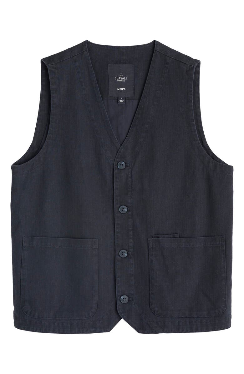 Seasalt Cornwall Tollgate Linen & Organic Cotton Waistcoat, Alternate, color, Inkwell