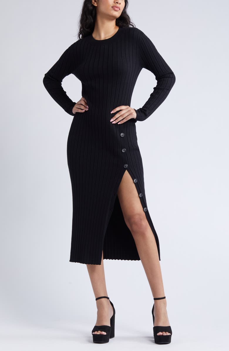 Open Edit Women's Button Sweater Midi Dress, Alternate, color,