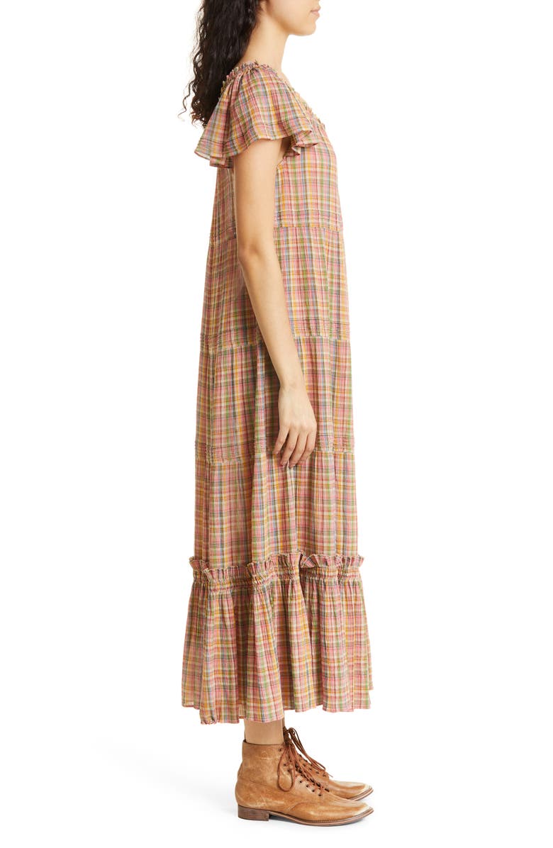 THE GREAT. The Nightingale Plaid Cotton Maxi Dress, Alternate, color, 