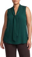 KASPER Tie Neck Charmeuse Blouse