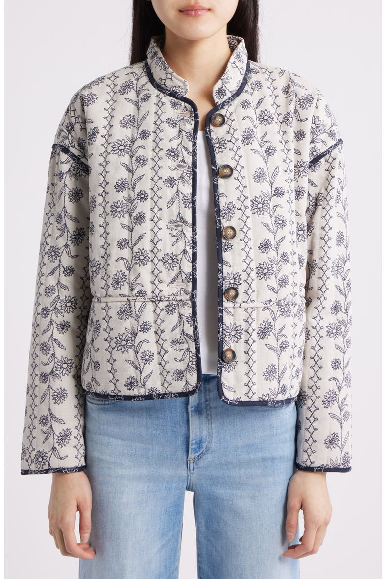Ottoma Floral Quilted Cotton Jacket, Alternate, color, WHITE WILDFLOWER
