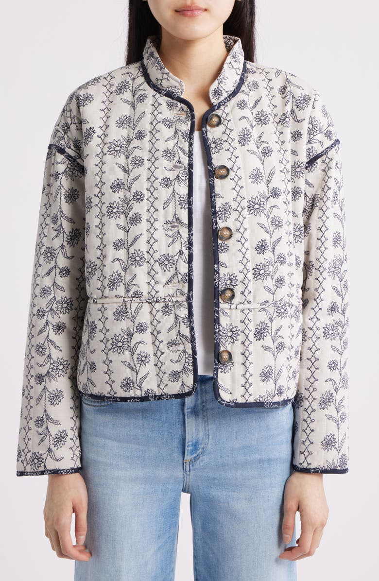 Ilse Jacobsen Ottoma Floral Quilted Cotton Jacket, Alternate, color, White Wildflower