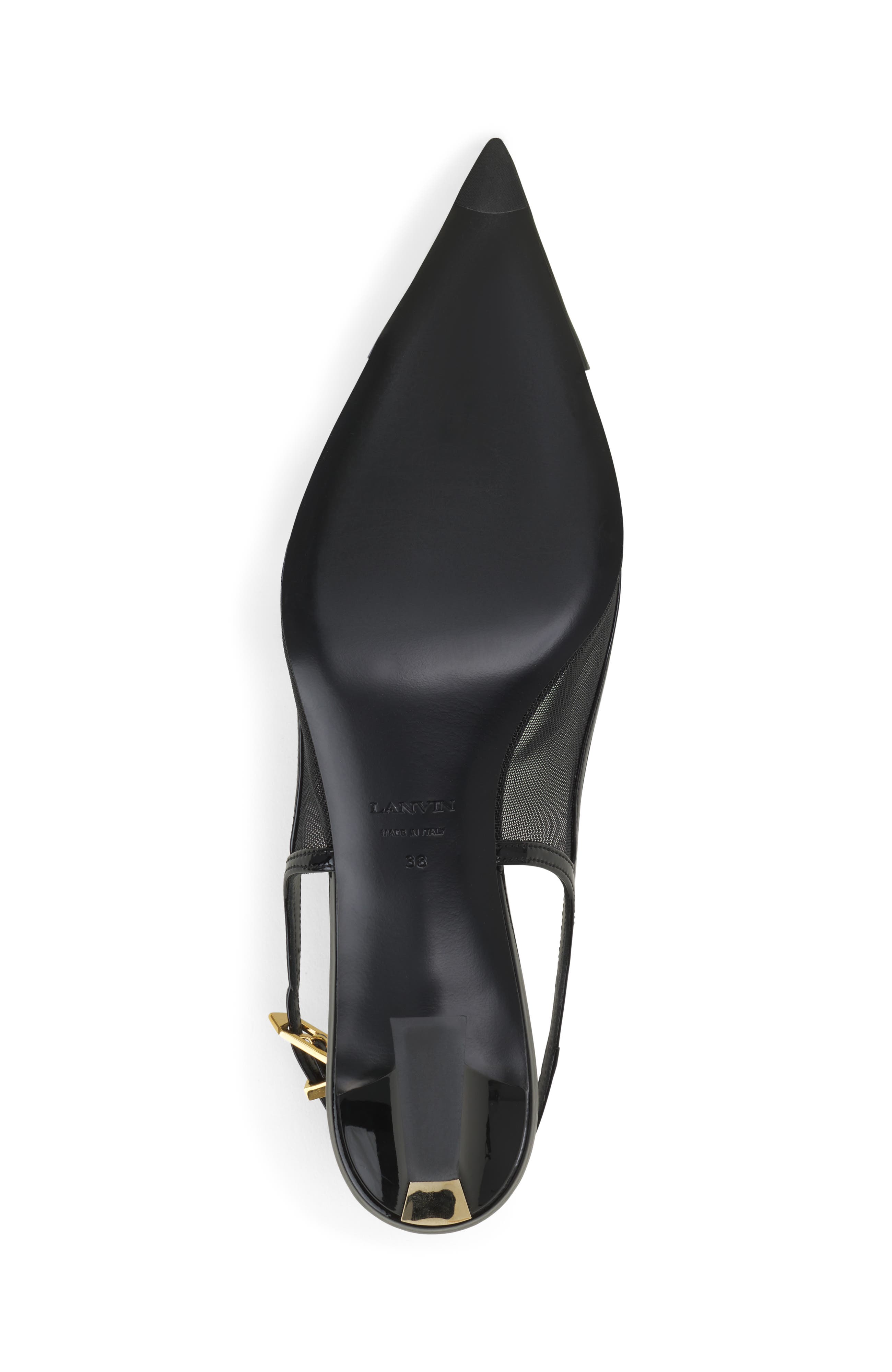 Lanvin Nocturne Slingback In Mesh And Patent Leather, Alternate, color, Black