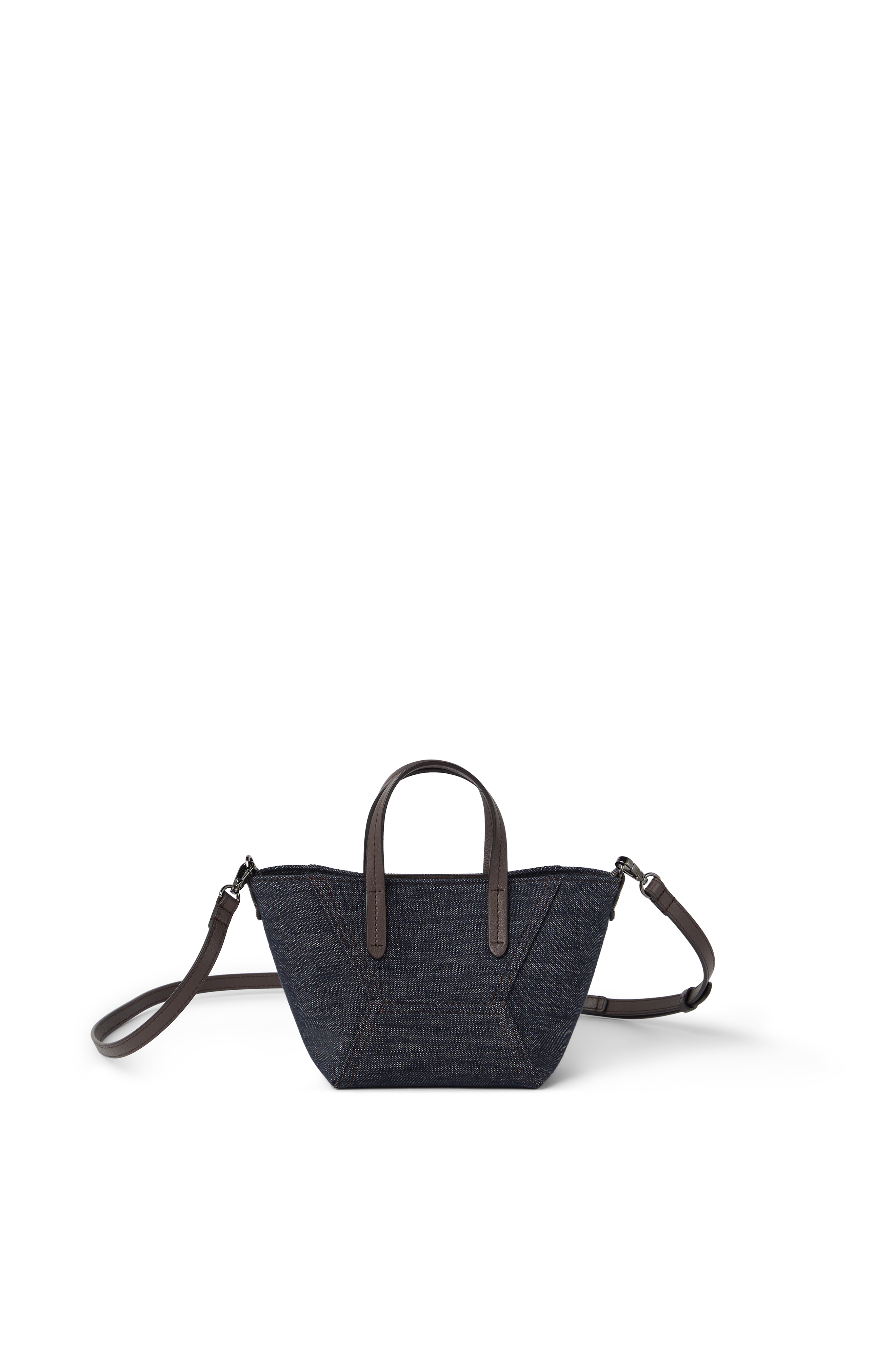 Brunello Cucinelli Twill BC Duo mini bag, Main, color, Dark Denim