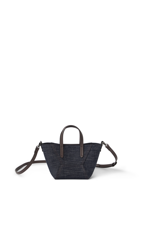 Brunello Cucinelli Twill BC Duo mini bag in Dark Denim at Nordstrom
