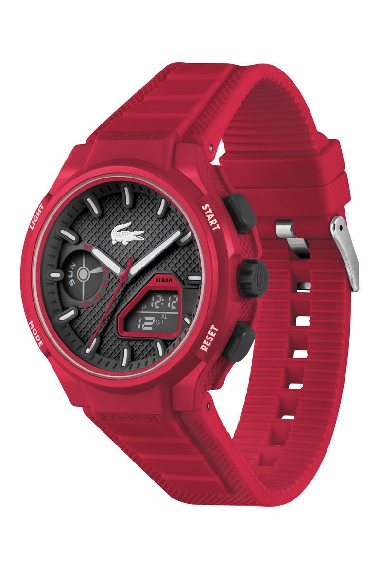 LC33 Silicone Strap Watch, 45mm, Alternate, color, BLACK
