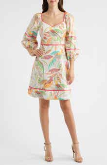 Vince Camuto Puff Sleeve Cotton Poplin Dress