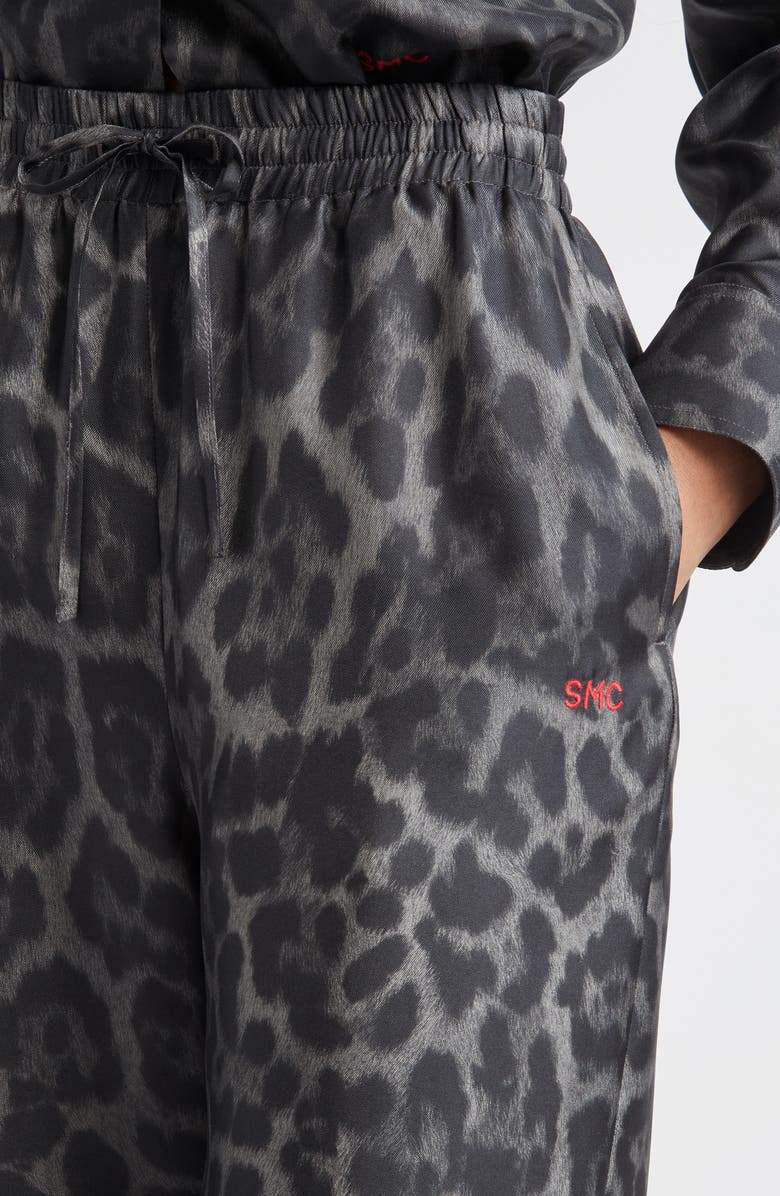 Stella McCartney Leopard Print Silk Pajama Pants, Alternate, color, 1230 - Ash Grey