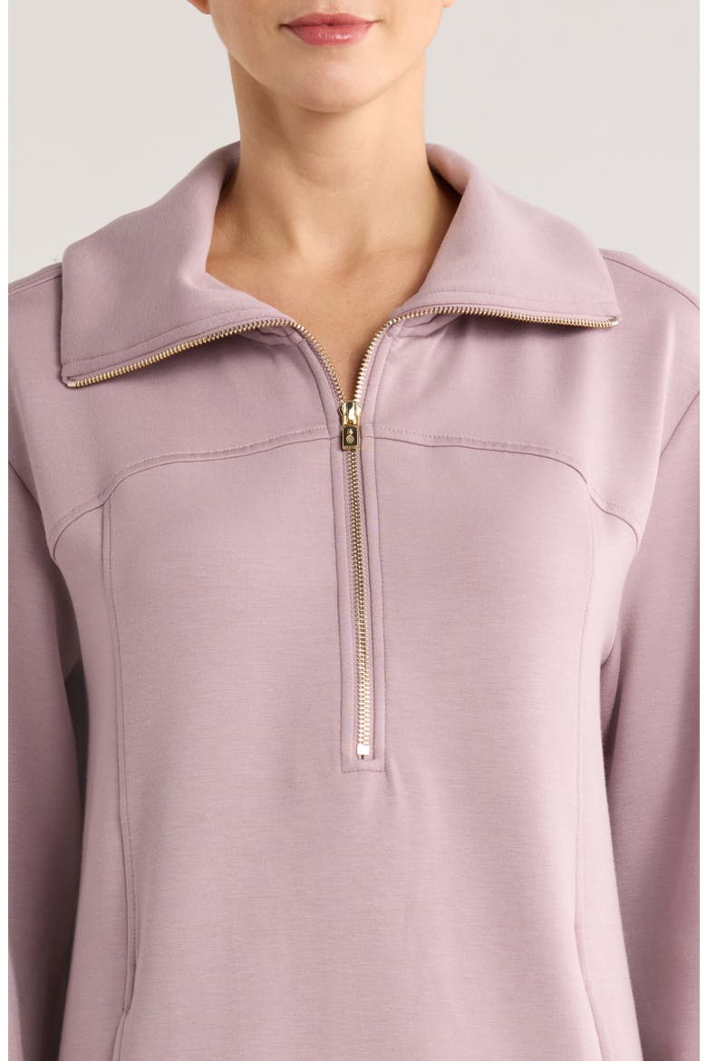 Palm Voyage Half-Zip Long Sleeve Sweatshirt Dress, Alternate, color, LAVENDER FOG