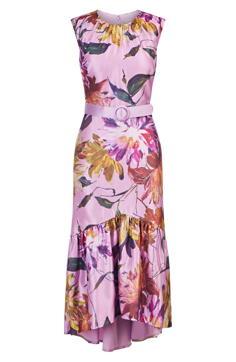 Kay Unger Beatrix Floral Belted High-Low Dress, Alternate, color,