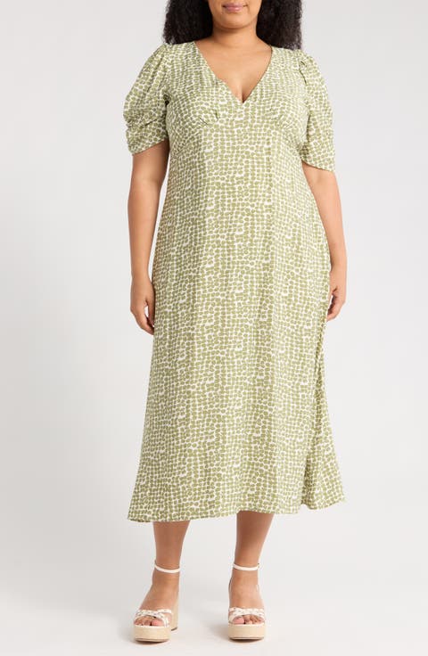 Floral V-Neck Midi Dress (Plus)