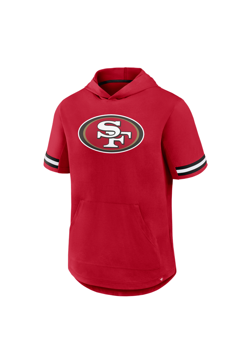 Men's Fanatics Scarlet San Francisco 49ers Optimal Play Short Sleeve Hooded T-Shirt, Alternate, color, Scarlet