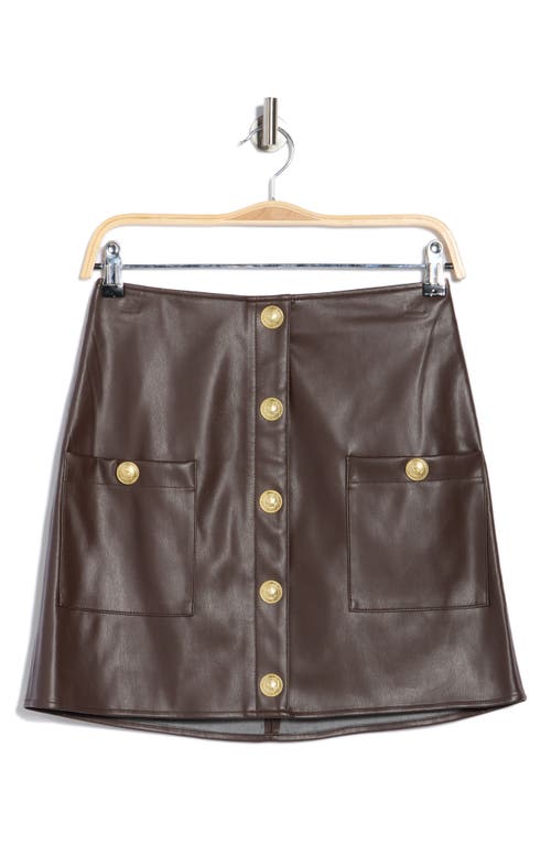 L Agence L'agence Truman Snap Front Faux Leather Miniskirt In Brown