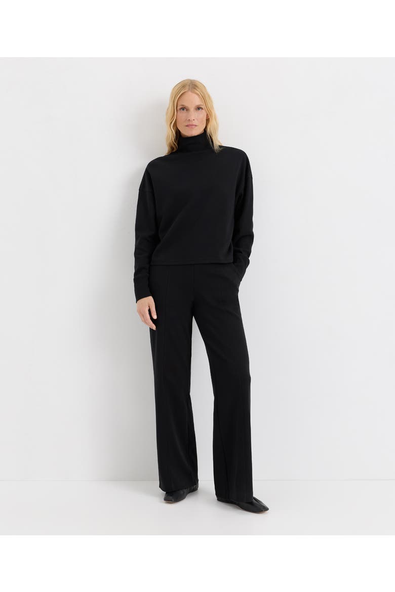 Organic Cotton Roam Pintuck Wide Leg Pant, Alternate, color, Black