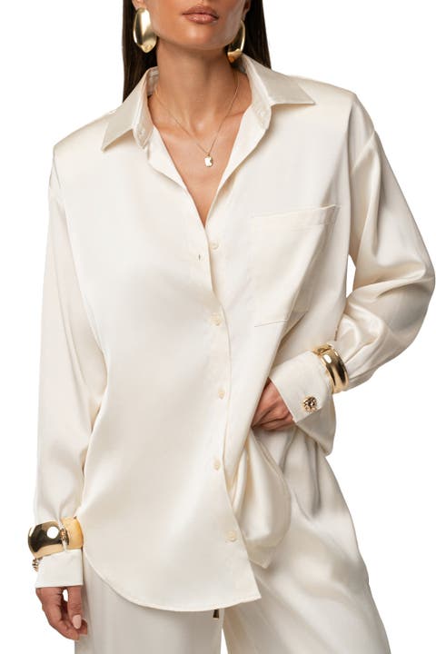 Island Ease Collared Satin Top