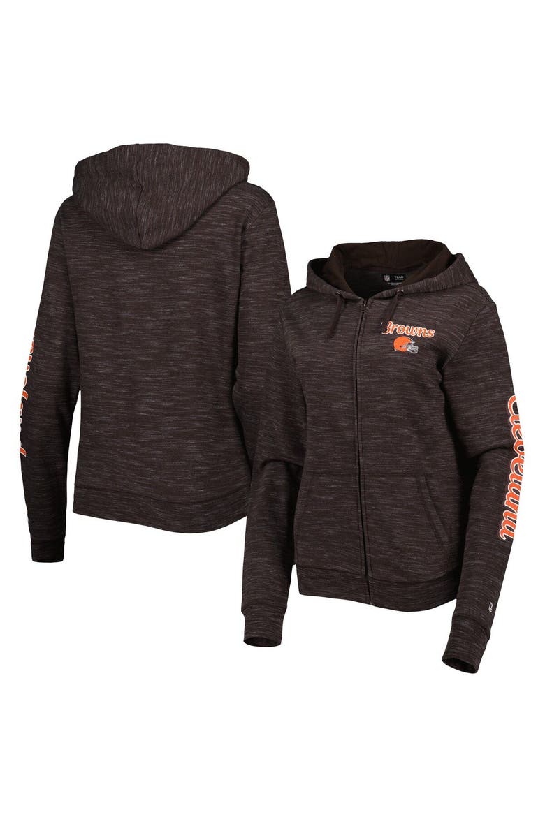 Women's New Era Brown Cleveland Browns Reverse Full-Zip Hoodie, Main, color, Brown