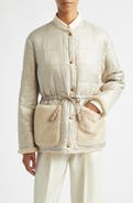 Moncler Tipule Box Quilted Down Jacket with Faux Fur Trim