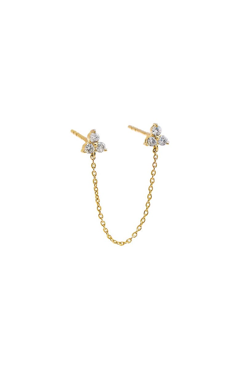 BY ADINA EDEN Diamond Trio Cluster Chain Double Stud Earring 14K, Main, color, 14K Gold