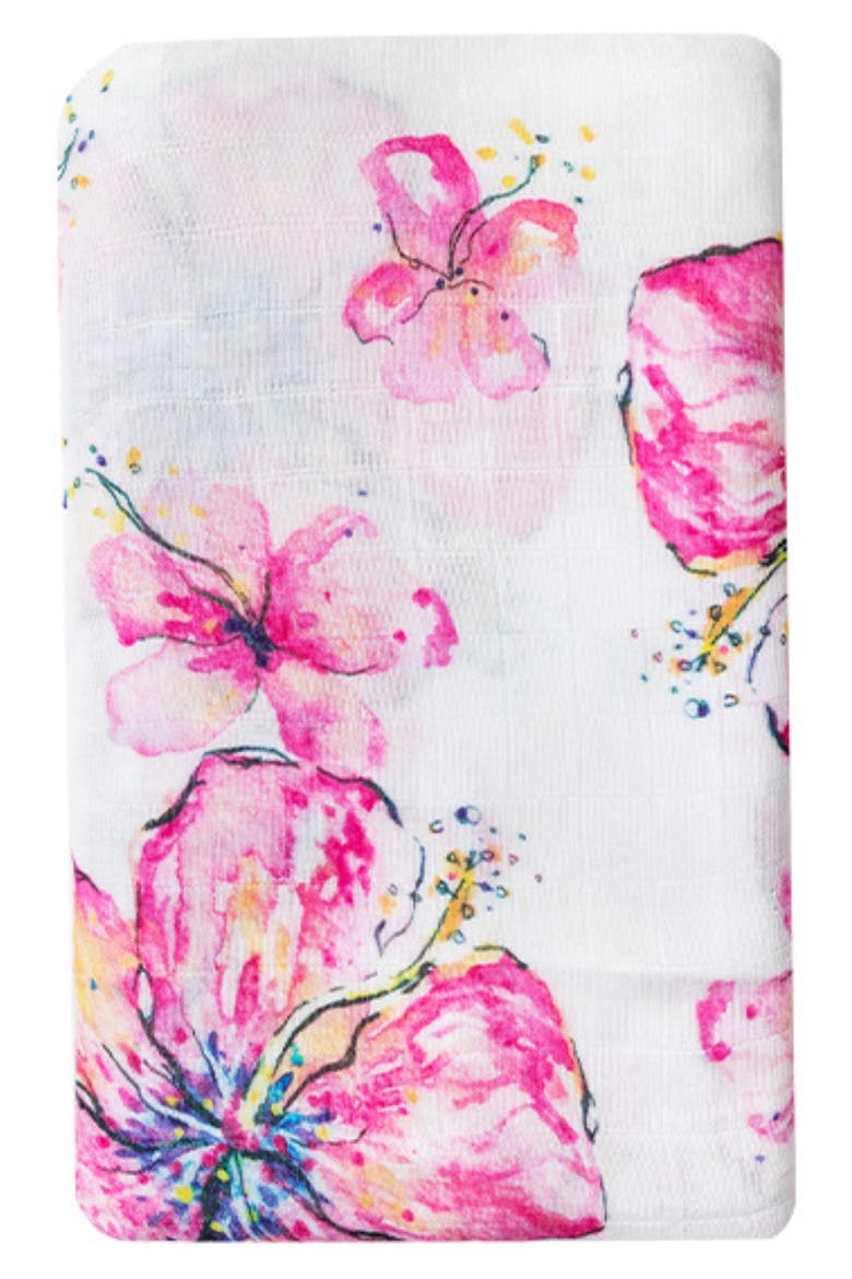 Hibiscus Swaddle Blanket, Main, color, PINK
