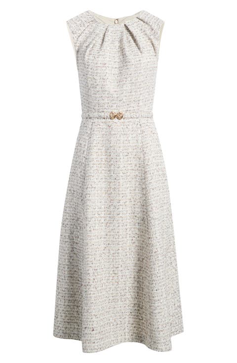 Fit & Flare Tweed Midi Dress