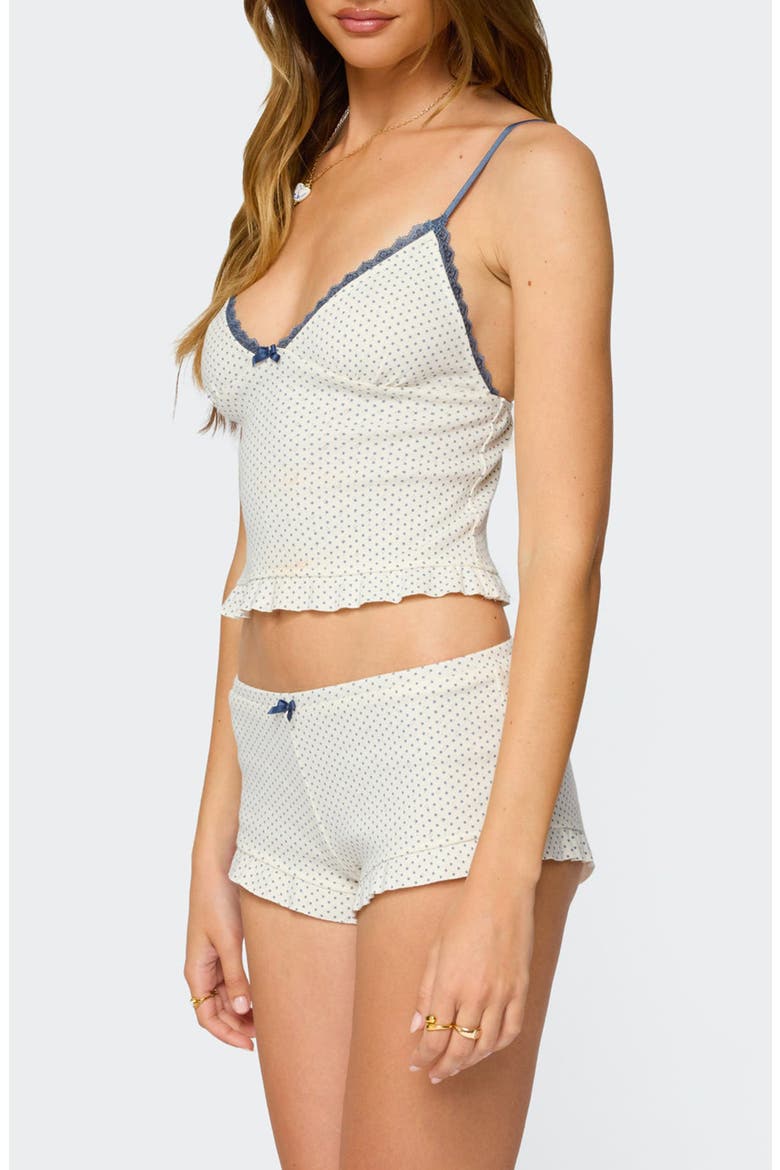Avalon Polka Dot Pointelle Cotton Camisole, Alternate, color, WHITE