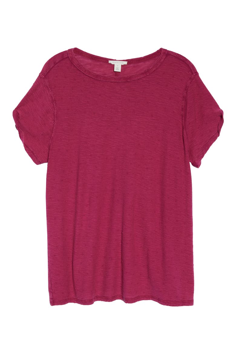 Textured Roll Sleeve Tee, Alternate, color, PURPLE FUCHSIA
