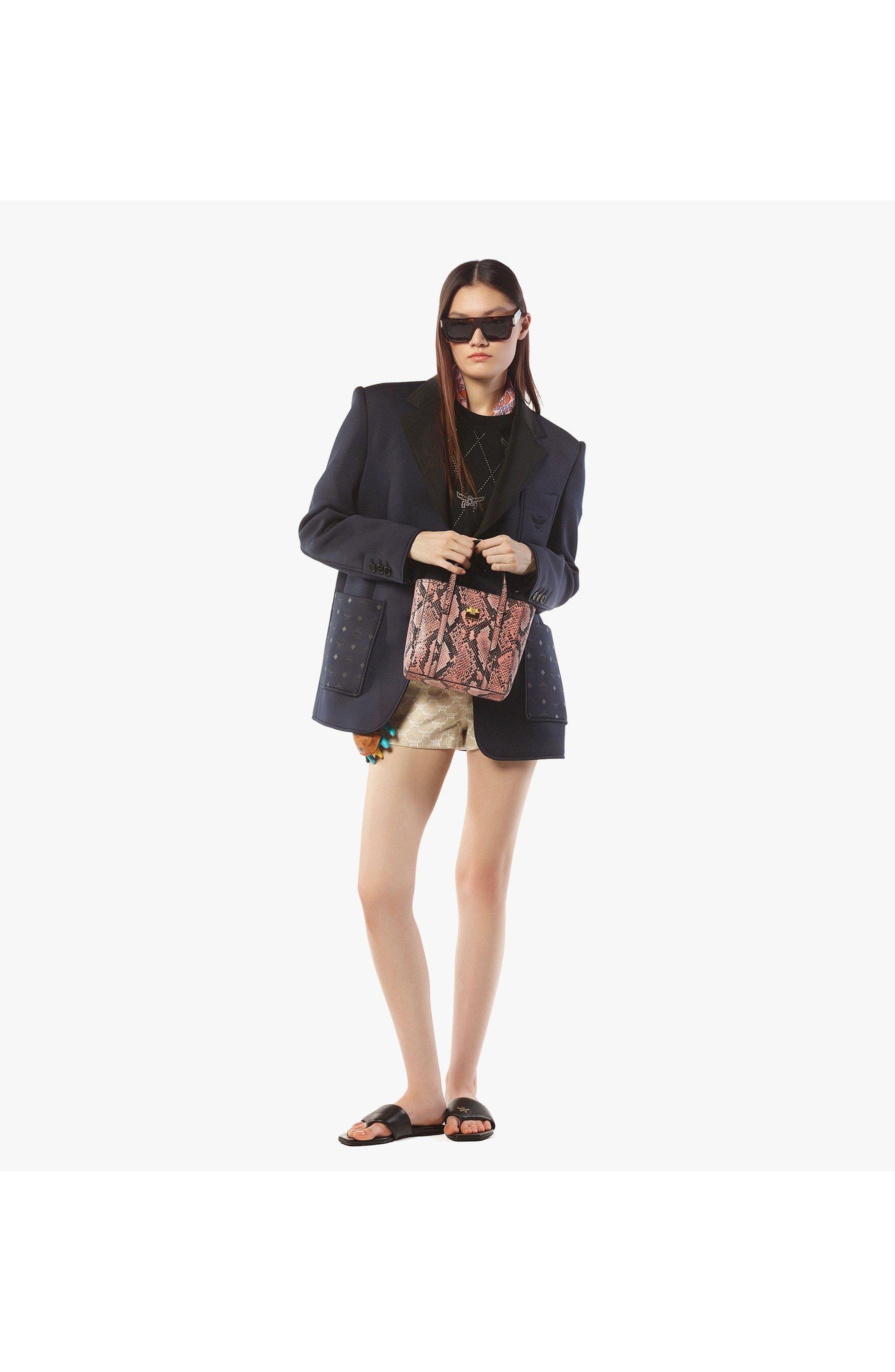 MCM Toni Top-Zip Shopper in Python Print Coronet, Alternate, color, Blush Pink