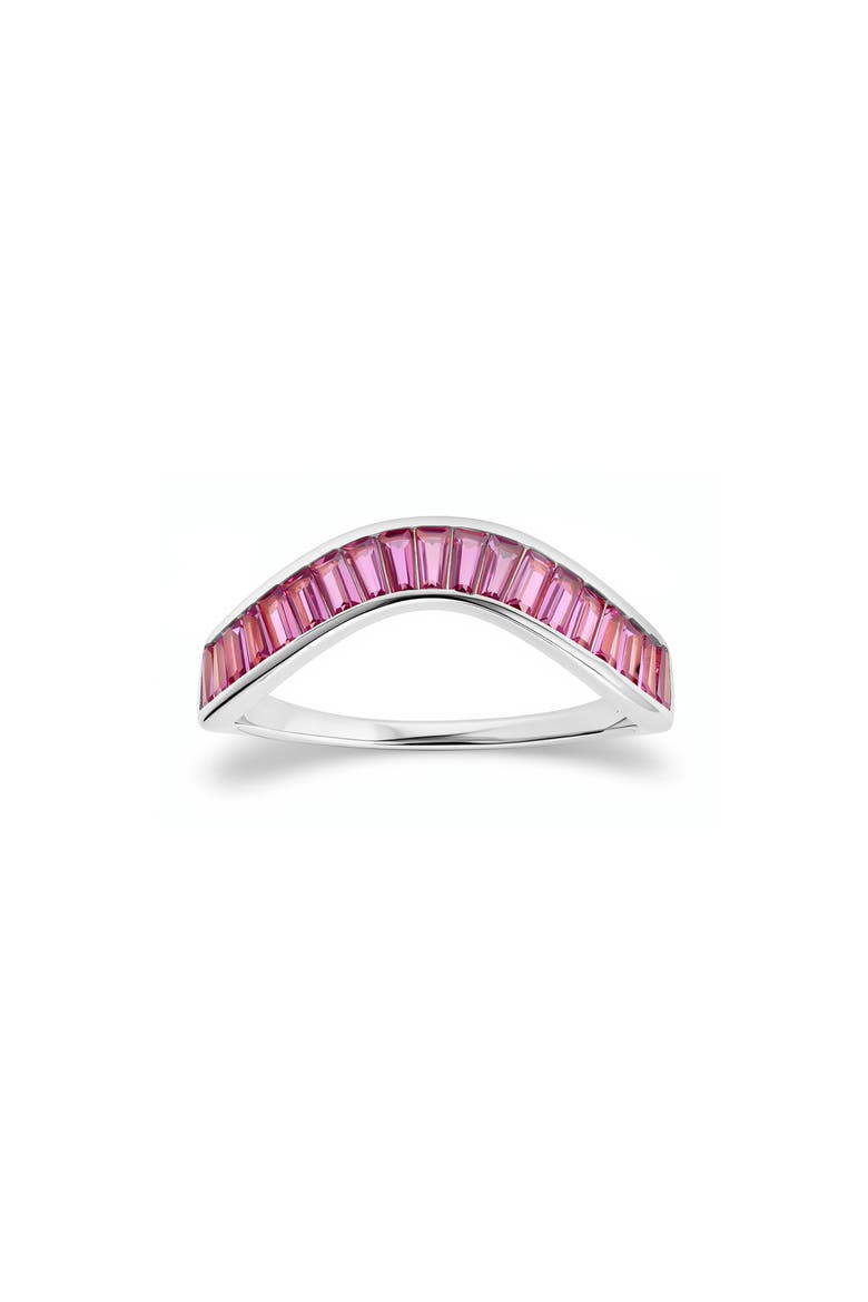 Pink Baguette Cubic Zirconia Swirl Band Ring, Main, color, PINK/ SILVER