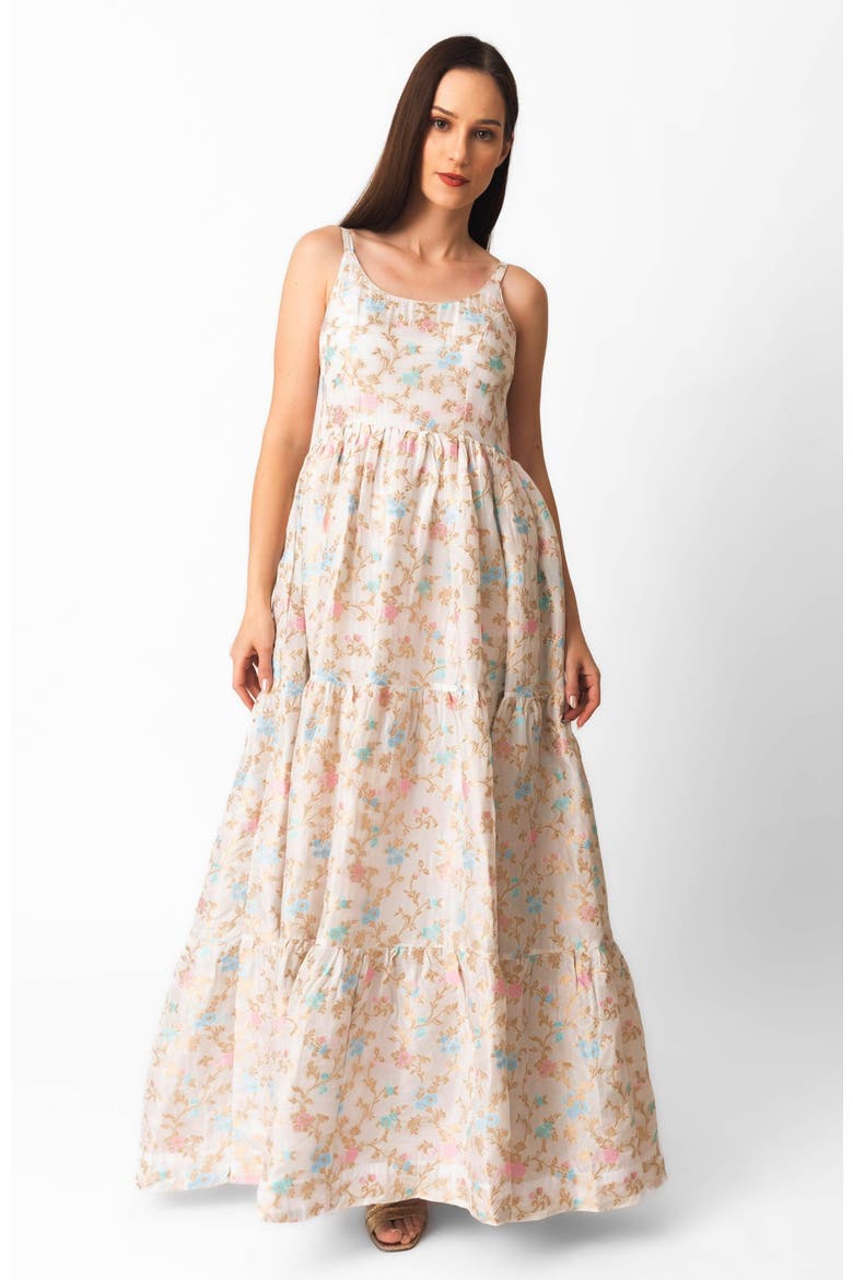 Tierney Tiered  Floral Dress, Main, color, Off-White