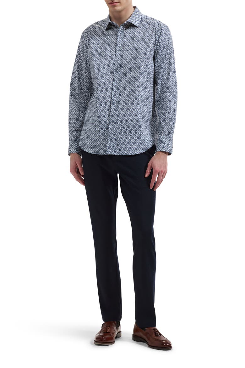Julian Geometric Cotton Blend Shirt, Alternate, color, SLATE