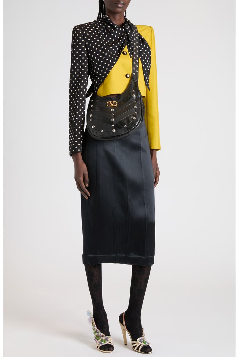 Contrast Silk Shantung Crop Jacket, Alternate, color, YELLOW