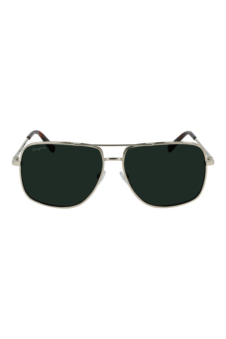 60mm Gancini Aviator Sunglasses, Main, color, SHINY GOLD