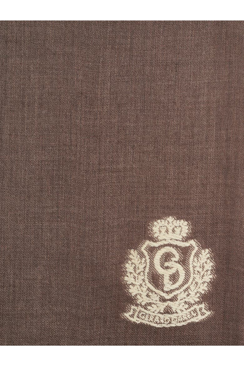 Suzane Emblem Detail Scarf, Alternate, color, Cigar