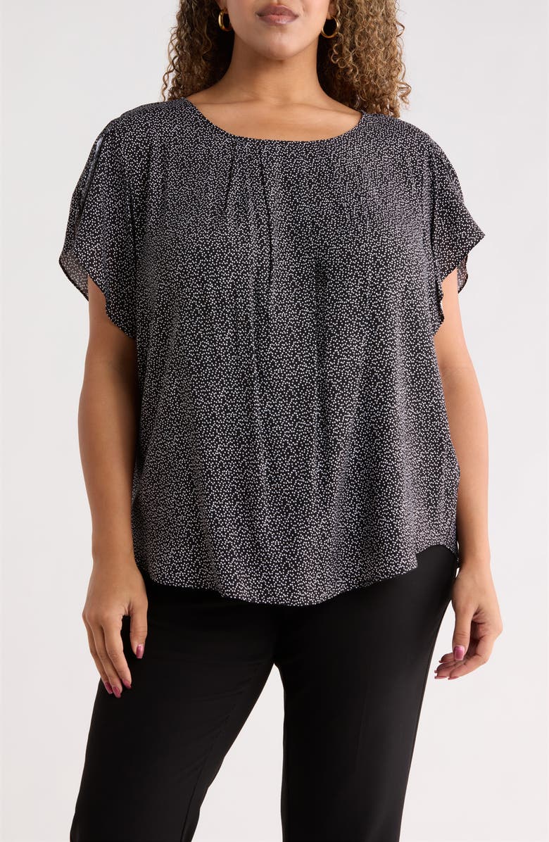 Renee C Dot Print Short Sleeve Top, Main, color, Black