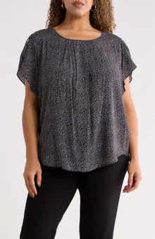 Renee C Dot Print Short Sleeve Top
