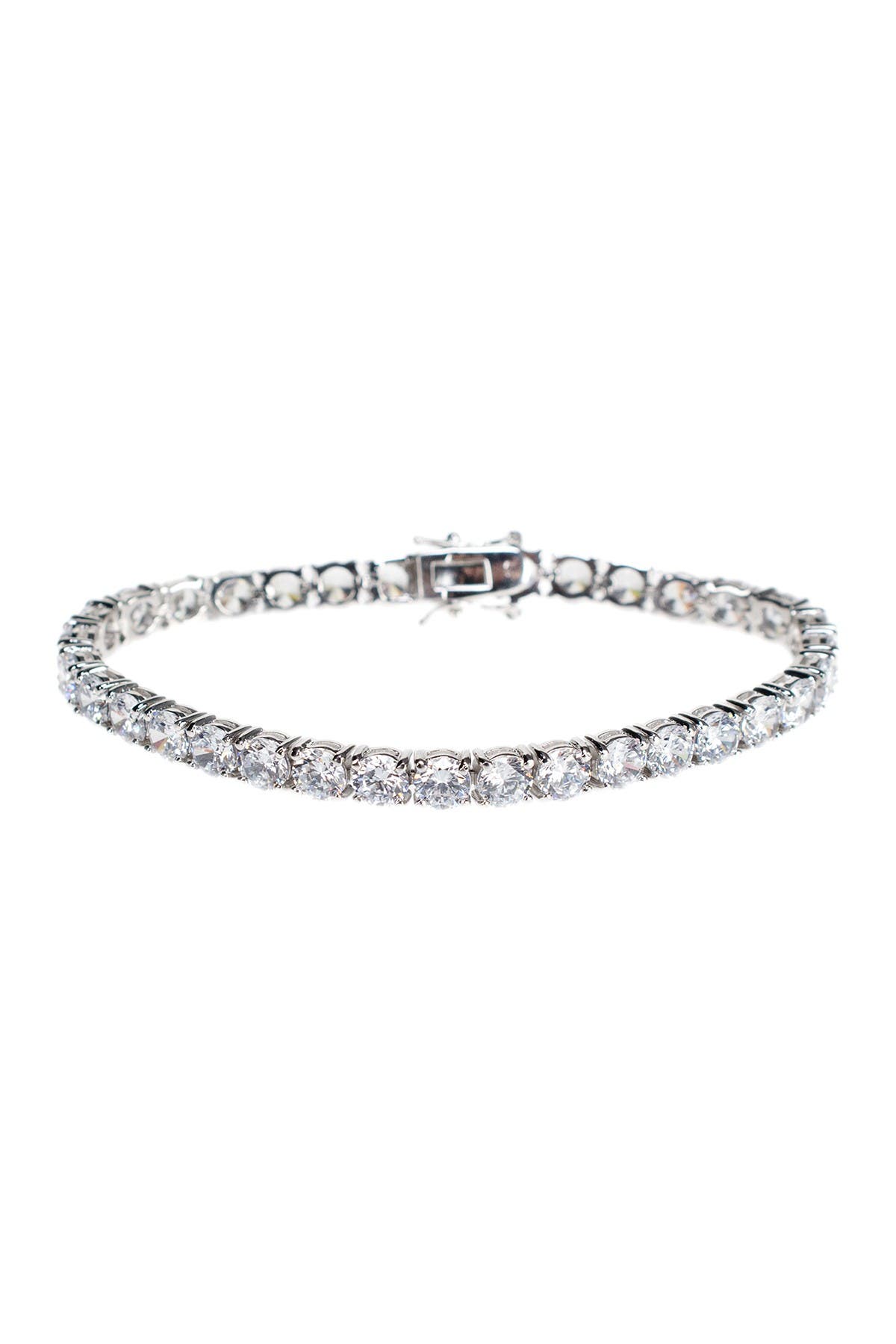 CZ by Kenneth Jay Lane Rhodium Plated Round CZ Tennis Bracelet