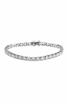 CZ by Kenneth Jay Lane Rhodium Plated Round CZ Tennis Bracelet