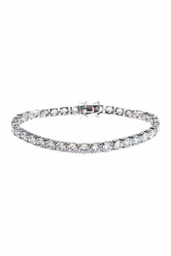 CZ by Kenneth Jay Lane Rhodium Plated Round CZ Tennis Bracelet