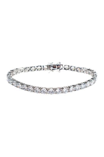 Cz By Kenneth Jay Lane Rhodium Plated Round Cz Tennis Bracelet In Metallic