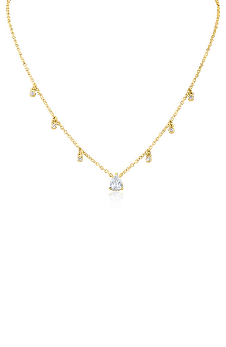 CZ by Kenneth Jay Lane Classic Cubic Zirconia Shaky Charm Necklace, Main, color, Clear Gold