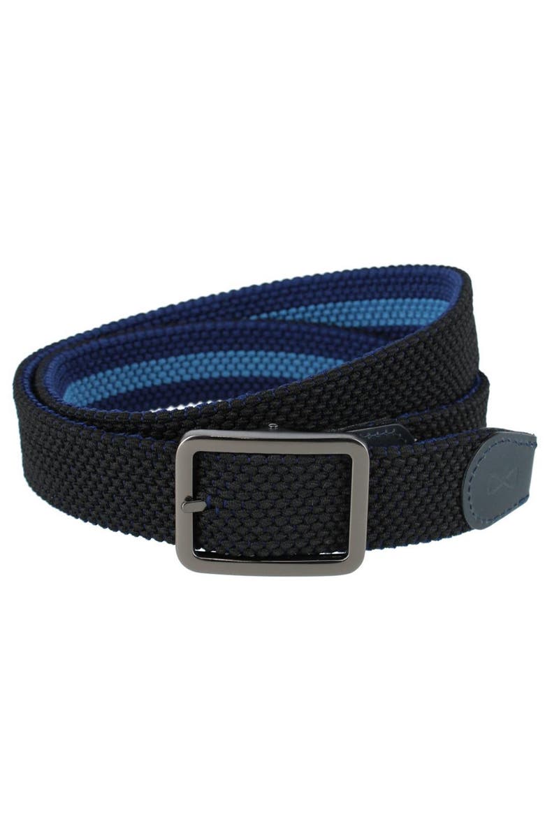 Trafalgar Arturo Black and Blue Striped Reversible Braided Casual Golf Belt, Alternate, color, Black/Blue Stripes