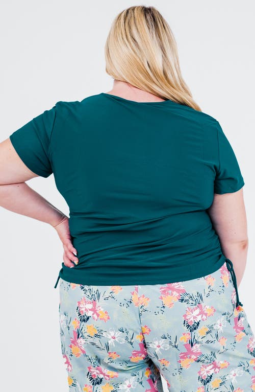 Calypsa Plus Size Short Sleeve Adele Swim Top In Gray