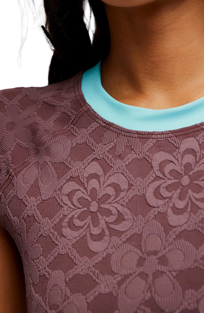 Free People Sonny Jacquard Crop Cover-Up T-Shirt, Alternate, color, Brownstone