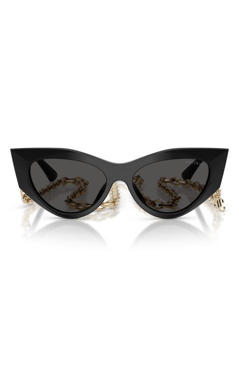 53mm Cat Eye Sunglasses with Embellished Chain